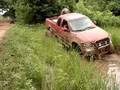 FORD 4x4 MUD TRUCK on TRACTOR TIRES STUCK DEEP pulled out by CHEVY K5 BLAZER ...