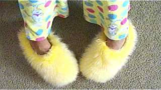 fuzzy yellow slippers