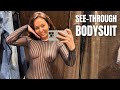 [4K]Fully Transparent Haul 2024  See through clothes with Julia  Bodysuit Try On Haul