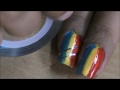 Rainbow nail art designs with how to use striping tape tutorial --cute nail polish designs video DIY