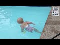 Baby Swims Across Pool