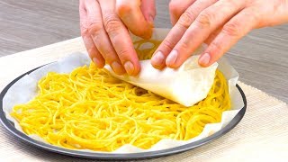 Roll 1 Waffle Cone In Spaghetti &amp; Pop It In The Oven For 20 Minutes – Genius!