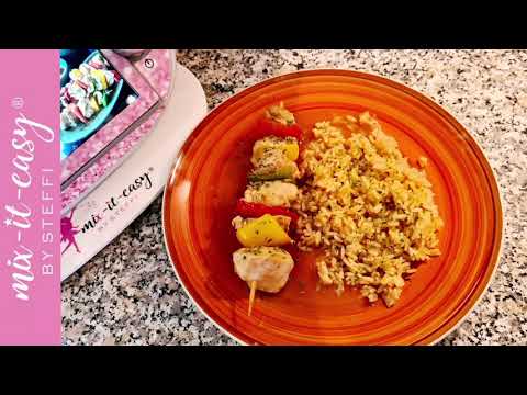 HÄHNCHEN-PAPRIKA-SOUVLAKI mit Reis | Thermomix® TM6 | mix-it-easy®
