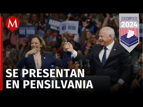 Kamala Harris destaca liderazgo de Tim Walz durante mitin en Pensilvania