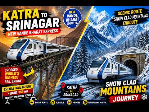 Thumbnail for KATRA TO SRINAGAR in JUST 3 HOURS! | Vande Bharat Experience | SNOW CLAD MOUNTAINS & CHENAB BRIDGE