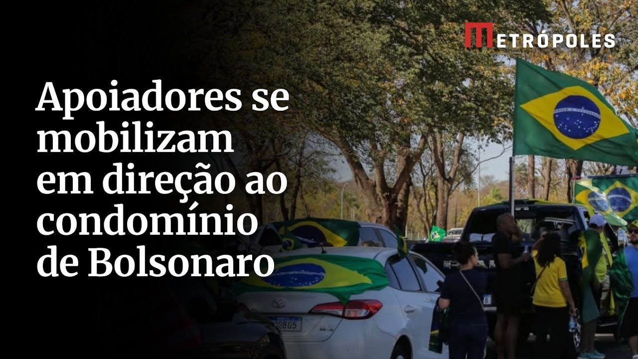 Apoiadores se mobilizam em direção ao condomínio de Bolsonaro
