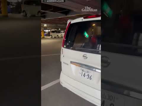 Footage captures the moment an earthquake in Japan rocks a car park