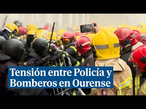Momentos de tensión entre Policía y Bomberos en unas protestas en Ourense