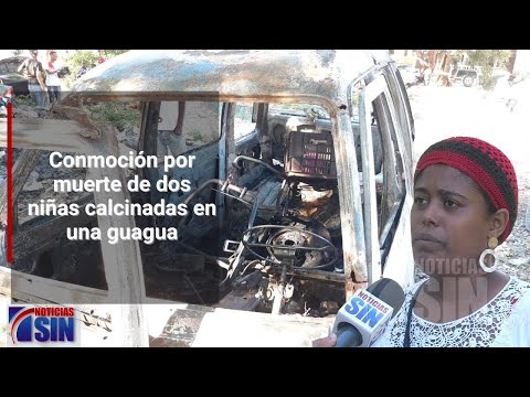 Mueren dos niñas tras incendiarse guagua en SDE