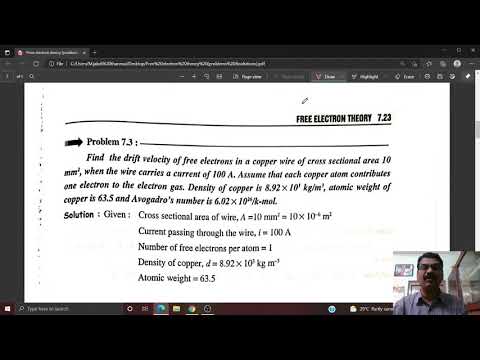 Applied Physics {Monday 28-06-2021} Unit 3part 8, Free electron theory problems &solutions