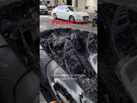 Burned down Porsche 911 in Paris after PSG’s victory in #championsleague #mercedescup #porsche