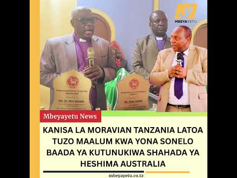 Kanisa la Moravian Tanzania Lamkabidhi Yona Sonelo Tuzo Maalum Baada ya Shahada ya Heshima Australia