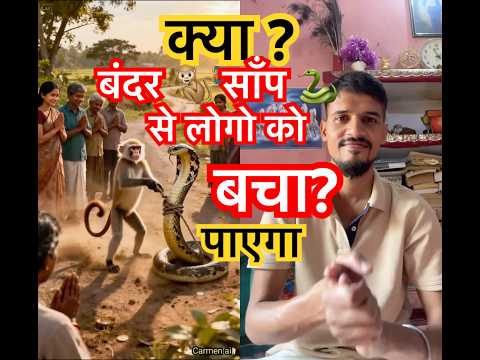 क्या एक बंदर 🐒 लोगो को साँप 🐍 से बचा पायेगा?? #shorts #ai #snake #monkey