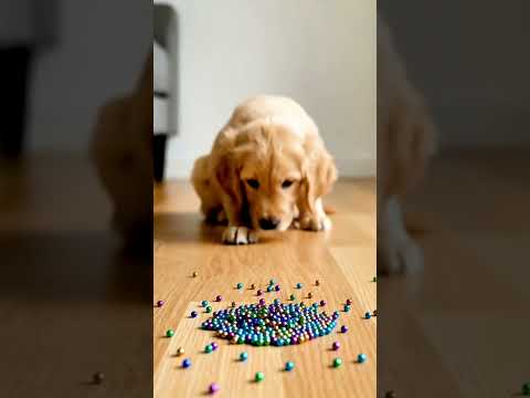 Reverse video of puppy looking at colorful beads🐶✨ #marblerunandmore #dog #reverse #Shorts