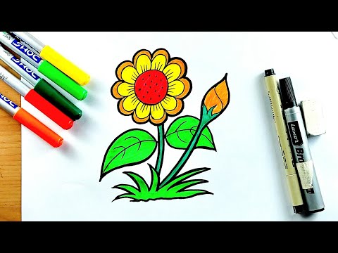 Flower Drawing and Coloring || Flower Drawing 🌼 🌸 😍