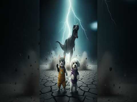 AI PETS Ep.9 Short – Thunder Run #animation #cute #cat #Trex #Thunderstorm #jurassic #aipets