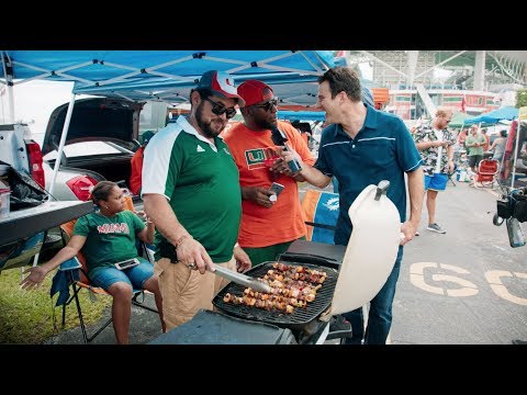 Miami football fans teach Darren Rovell how to tailgate like a Hurricane | The Tailgater | ESPN