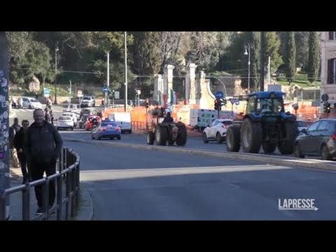 La protesta dei trattori al Colosseo: «A Roma per difendere i nostri prodotti»