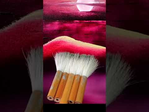 Quick Acrylic Painting | Crimson Moon Ocean Waves #acrylicpainting #paintingtechniques #art