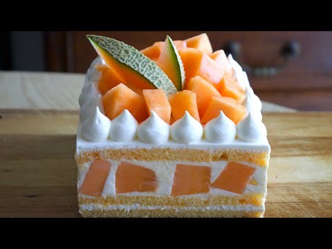 完熟メロンのショートケーキの作り方✴︎How to make Fresh cream fruit cake✴︎ベルギーより
