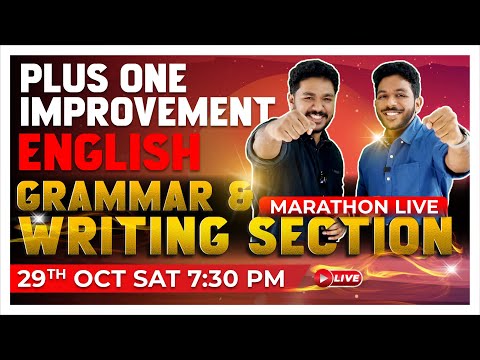 Plus One Improvement Exam | English | Marathon Live | Grammar and Writing Section | Exam Winner