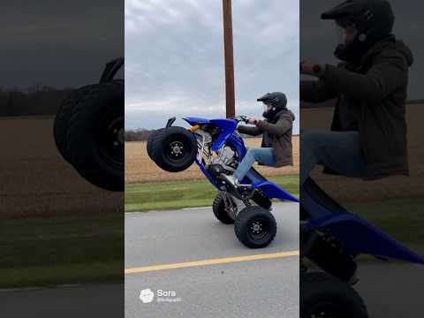 1 km wheelie in brand new Yamaha yfz 450 #yamaha #yfz450r #wheelie #fast #race #ai