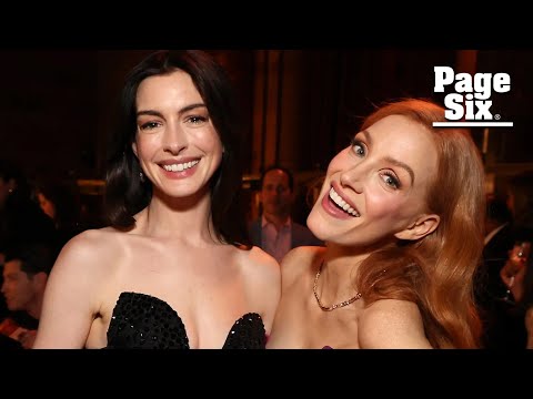 Anne Hathaway and Jessica Chastain stun in strapless gowns at National Board of Review Awards Gala