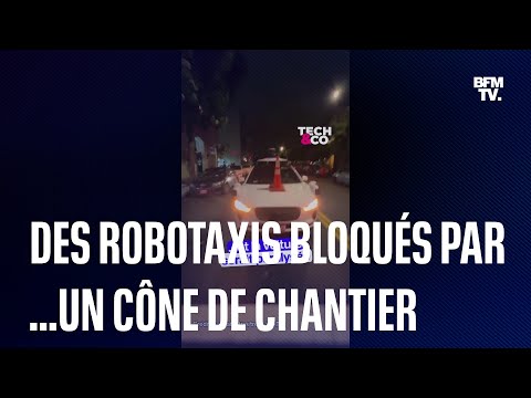 Des activistes bloquent des voitures autonomes avec… des cônes de chantier