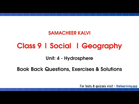 Hydrosphere Exercises, Questions & Answers | Unit 4  | Class 9 | Geography | Social | Samacheer