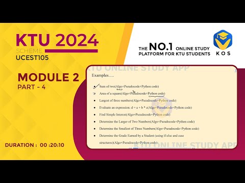 Algorithmic Thinking with Python | Module - 2 Part 4 | B.Tech. KTU 2024 Scheme |STUDY FREE | KOS APP