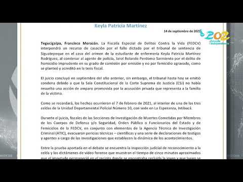 ON MERIDIANO l COMUNICADO Mp en total desacuerdo por fallo emitido por crimen de Keyla Martínez