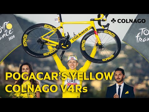 Tadej Pogacar's Yellow Colnago V4Rs bicycle for Tour de France 2024