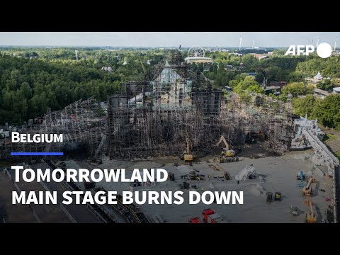 Aftermath of fire destroying main stage at Belgian music festival Tomorrowland | AFP