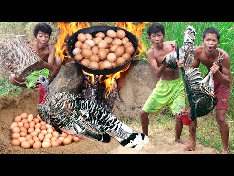 Survival Skills - Egg Turkey & Cook At Jungle