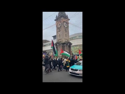 Pro-Palestinian demonstrators in UK city call for Gaza cease-fire