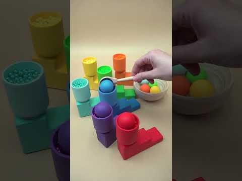 Pearl Bowl Color Sorting: Wooden Balls ASMR 🥄✨ #ASMR #ColorMatch