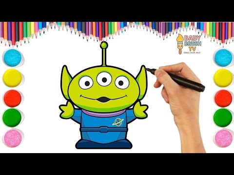 How To Draw Alien Remix Toy Story | Hickory Dickory Dock Song | Easy Drawing for Kids | Baby Brush