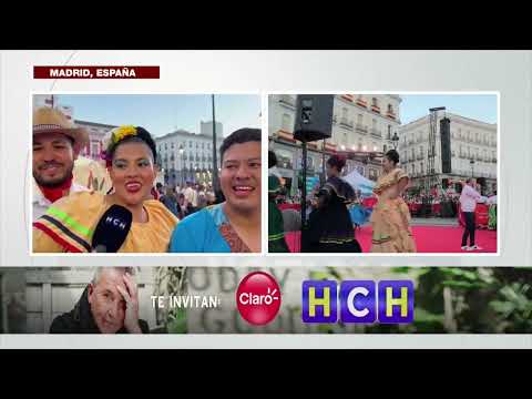 Hondureños celebran el día de la hispanidad en la plaza más emblemática de Madrid, España