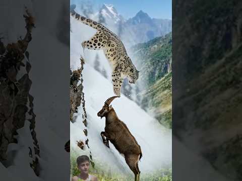 Fast Wild Goat Chased By Snow Leopard Shorts #wildlifeentertainment