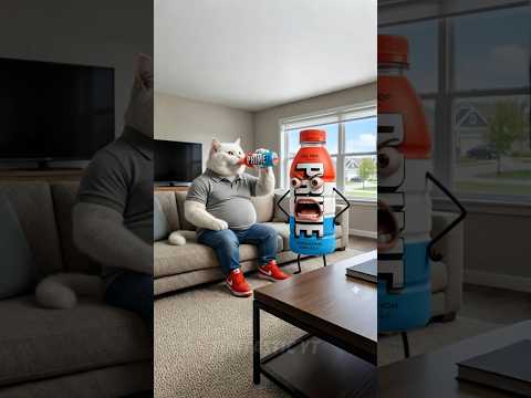 Dad cat drinks Prime! #cats #cutecat #funny #catlovers