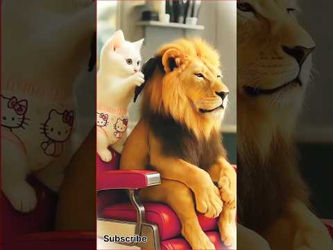 billi sher ko takla kar deti h😊😄#ai #funny #cartoon #trending #cat #animation #hindi #new #shorts