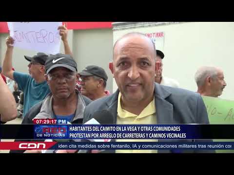 Habitantes del Caimito en La Vega y otras comunidades protestan por arreglo de carreteras y caminos