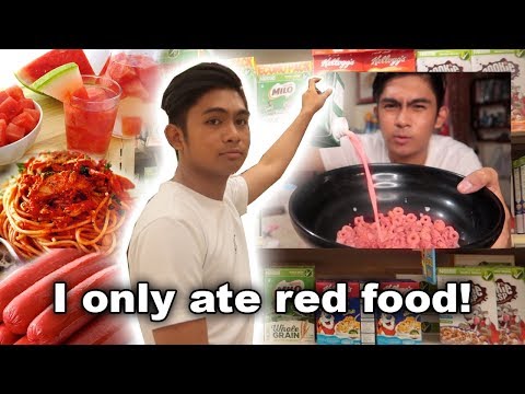 I ONLY ATE RED FOOD FOR 24 HOURS CHALLENGE!