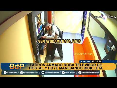 BDP Ladrón armado roba televisor de hostal y huye manejando bicicleta