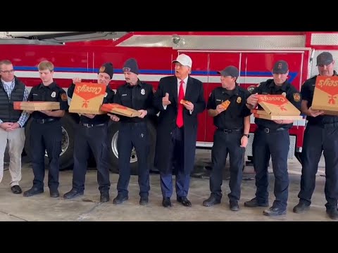 Donald Trump meets firefighters in Waukee after rally, eats pizza