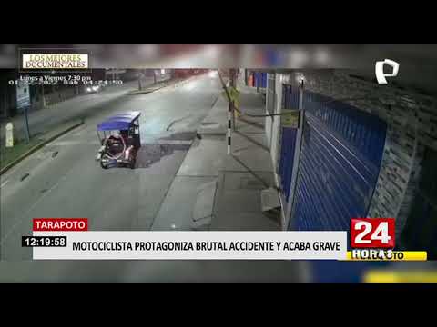 Tarapoto: Brutal choque de Motos deja grave a uno de los conductores