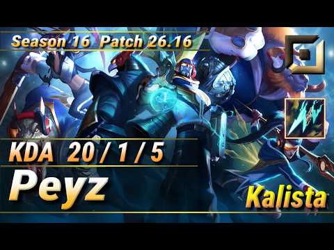 【KRサーバー/C1】T1 Peyz カリスタ(Kalista) VS HLE Gumayusi コーキ(Corki) BOT - Patch26.16 KR Ranked【LoL】