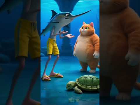 Orange Cat in Trouble with Shark! | Funny Ocean Adventure Short Film #cat #funny #cute  #animation