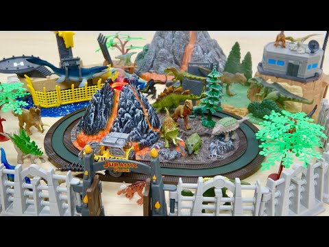 火山噴火・ゼンマイ車が走る!小さな恐竜の世界のジオラマ『VOLCANO DINOSAUR PLAYSET』