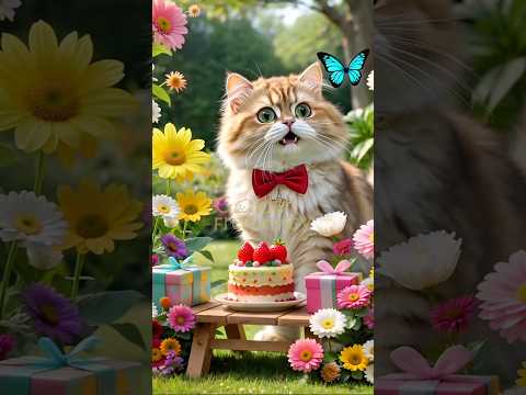 Cat happy birthday #shorts